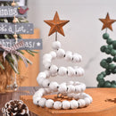 Axyaa Mini Wooden Bead Tree Ornaments with Star Topper, Rustic Farmhouse Style
