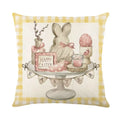 Axyaa Easter Bunny Eggs Pillowcase - 45x45cm Linen Sofa Cushion Cover