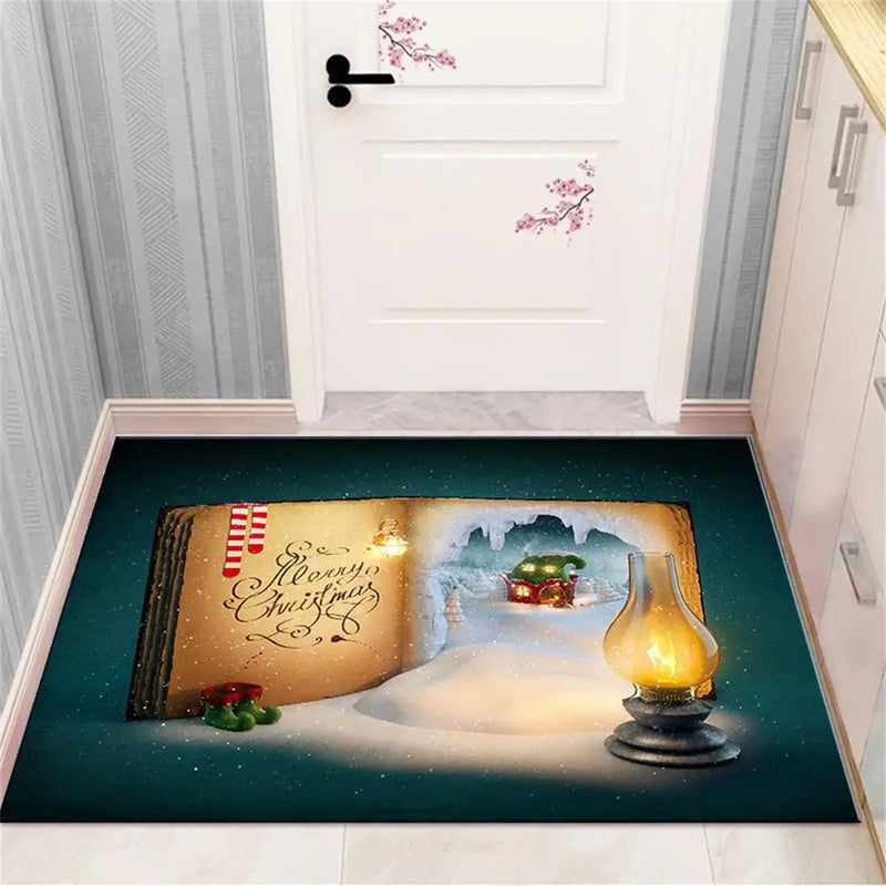 Axyaa Christmas & New Year Home Decor Door Mat - Anti-Slip Floor Rug