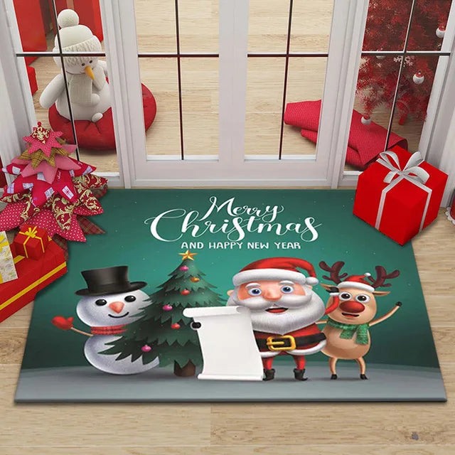 Axyaa Christmas New Year Entrance Door Mat Non-Slip Floor Decor