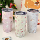 Axyaa Puppy Stainless Steel Thermos Tumbler with Straw - 500ML Thermal Drinkware Bottle