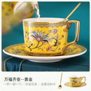 Axyaa Elegant Gold Ceramic Coffee Cup Set | European Luxury Tea Cups