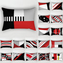 Axyaa Patchwork Stripe Polyester Cushion Cover, Classic Black Red Series, Geometric Design