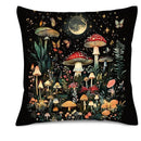 Enchanted Night Mushroom & Butterfly Pillow Cover for Sofa, Bedroom, Car - Axyaa