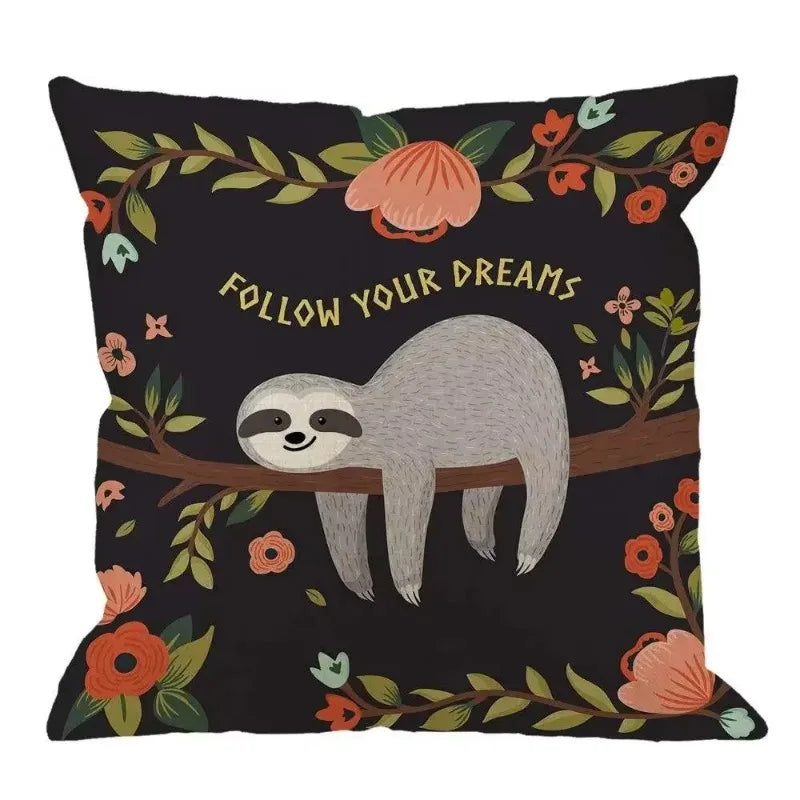Axyaa Cute Sloth Elephant Leaf Pillowcase with Flashing Lights - 45x45 50x50