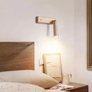 Axyaa Yellow Travertine LED Wall Sconce - Up Down Rotate Wooden Bedside Lamp