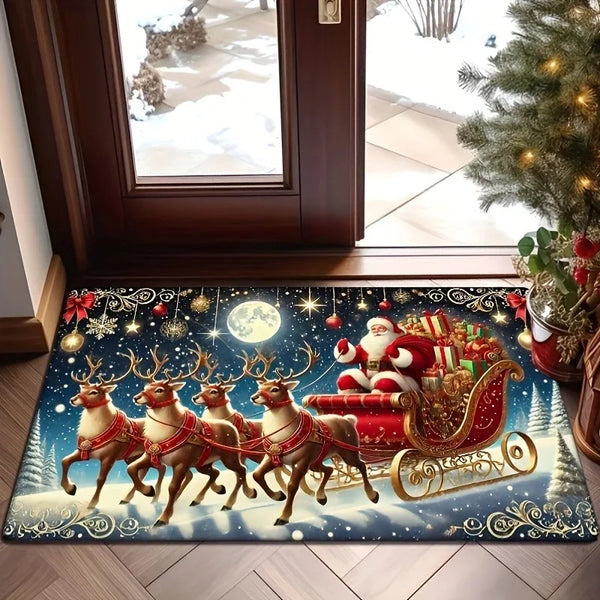 Christmas Santa & Reindeer Door Mat - Axyaa Home Decor