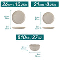 Axyaa Light-Grey Stoneware Plates Set - Dinnerware Set with Plates, Dessert, Bowls