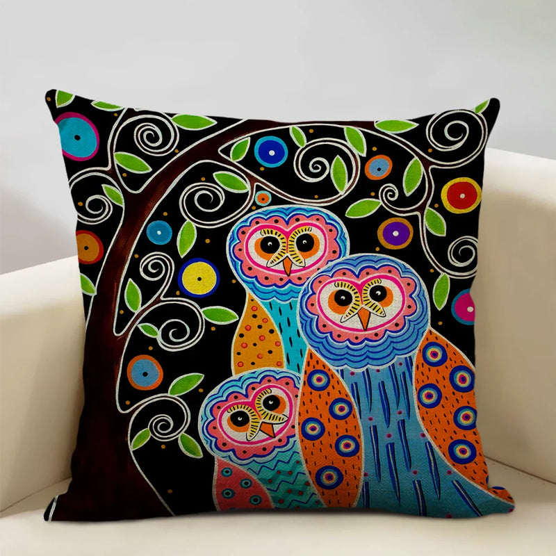 Axyaa Scenic Illustration Cushion Cover 45x45cm for Home Art Decoration