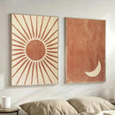 Bohemian Green Moon Sun Canvas Prints by Axyaa - Modern Minimalist Wall Art for Home Decor