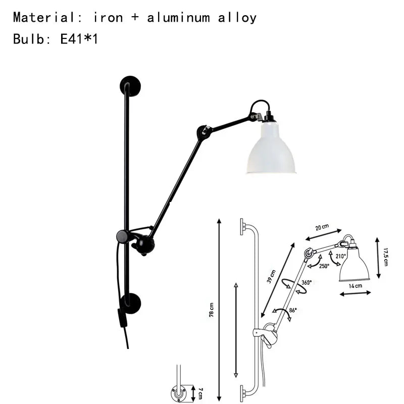 Axyaa Rotatable Wall Lamp for Bedroom Reading Parlor Sconce - Black/Yellow/Orange