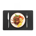 Axyaa Black Faux Leather Square Placemats Set - Luxury Dining Table Mats & Coasters