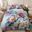 Axyaa Watercolor Floral Microfiber Bedding Set - Soft Duvet Cover for Bedroom