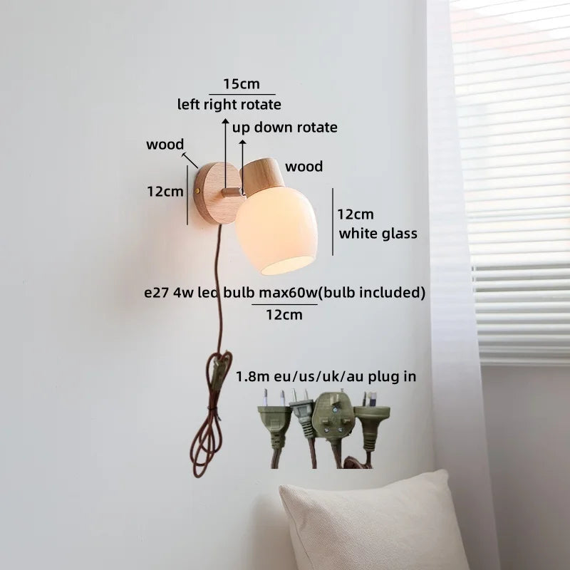 Axyaa Nordic LED Wall Sconce, Rotating White Ceramic Light for Home Decor