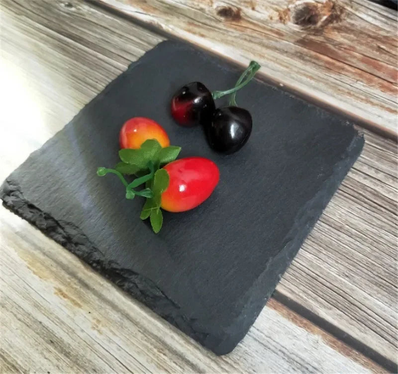 Axya Slate Stone Square Dish for Sushi, Steak, BBQ, Pizza - 16 Word Limit