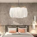 Axyaa Nordic Feather LED Pendant Light Living Room Bedroom Chandelier