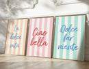 Axyaa Italian Striped Canvas Poster Set for Modern Home Decor