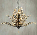 Axyaa Crystal Chain LED Chandelier: Retro Metal Lustre Pendant Lighting for Indoor Decor