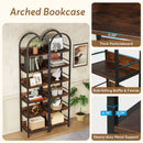 Axyaa 6-Tier Tall Arched Bookcase, Freestanding Narrow Corner Bookshelf Display Shelves