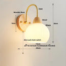 Axyaa White Glass LED Wall Lights | Modern Iron Stair Light with Pull Chain Switch