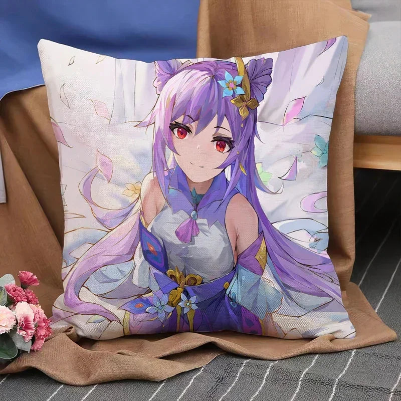 Genshin Impact Anime Pillowcase Cushion Cover 45x45 for Sofa - Axyaa