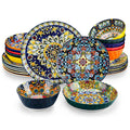 Axyaa 12/16/18/24-Piece Stoneware Dinnerware Set in Bohemian Style
