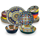 Axyaa 12/16/18/24-Piece Stoneware Dinnerware Set in Bohemian Style