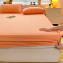 Axyaa Soft Cotton Fitted Bed Sheet Elastic Band Solid Color Mattress Cover, Various Sizes