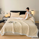 Axyaa Cozy Striped Coral Fleece Blanket | Thick Warm Plush Sofa Throw Queen Bedspread