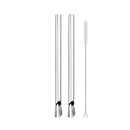 Axyaa Stainless Steel Straw Spoon Set for Milkshake Smoothie Bar - Pack of 10