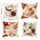 Axyaa Vintage Peony & Daisy Floral Velvet Pillow Covers - Beige/Brown/Orange/Red