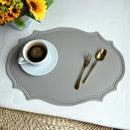 Axyaa Light Grey Faux Leather Oval Placemats for Stylish Table Decor