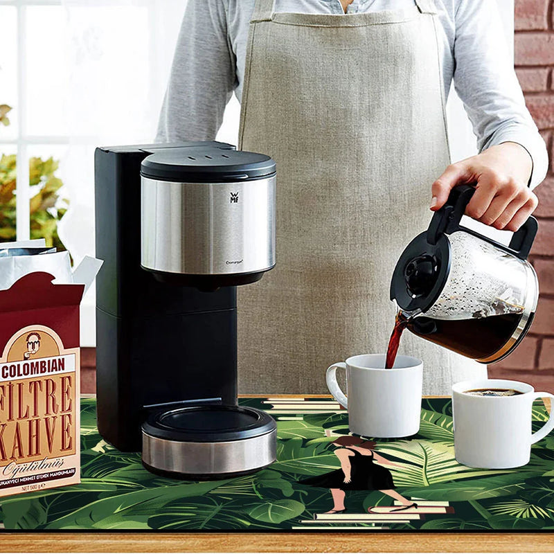 Axyaa Absorbent Non-slip Drain Mat for Coffee Bar and Kitchen Counter
