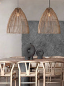 Axyaa Handmade Rattan Chandelier: Elegant Woven Art Lamp for Bedroom, Dining & Study Room