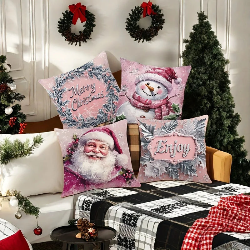 Cute Snowman Santa Claus Pillowcase by Axyaa - Home Decoration