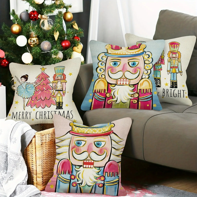 Nutcracker Pillowcase for Living Room Sofa with Zipper Closure by Axyaa
