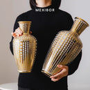Axyaa Gold Vases: Ceramic Floral Home Decor for Living Room, Foyer, Homestay