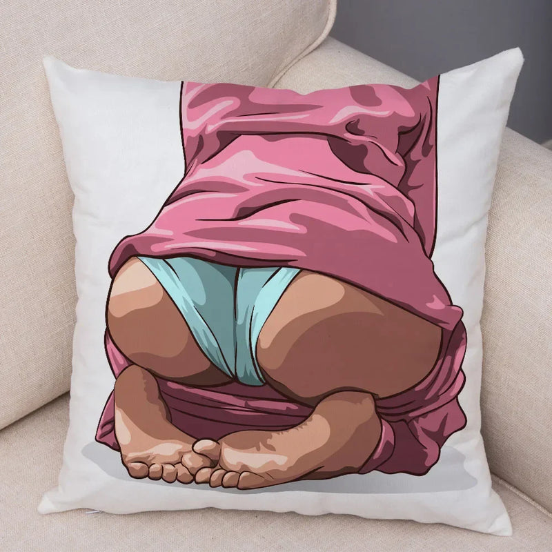 Axyaa Cartoon Lady Chest Decorative Pillowcase - Fashion Girl Design