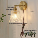 Axyaa Brass LED Wall Sconce Pull Chain Switch Nordic Stair Light Fixtures