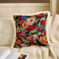 Axyaa Floral Cotton Linen Throw Pillowcase - 45x45 Jacquard Cushion Cover