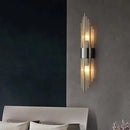 Axyaa Modern LED Wall Sconce - Crystal and Stainless Steel E14 Bulb, Black Gold, for Bedroom, Foyer, Dining Room