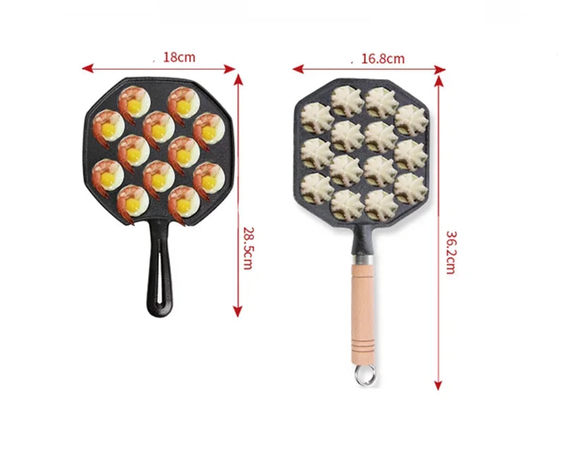 Axya Cast Iron Ball Maker Pan - Breakfast Pot Gas Cooker Grill Maker