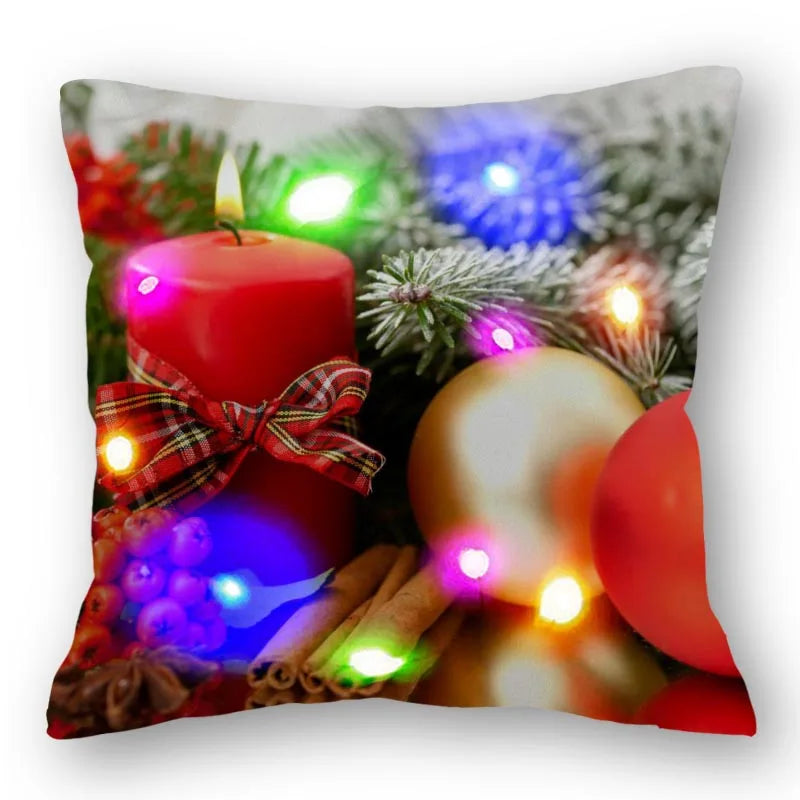 Christmas Santa LED Light Pillowcase for Home Decor, 45x45cm - Axyaa