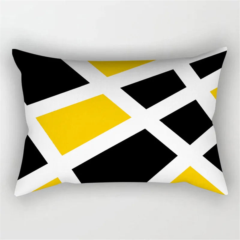 Yellow Geometric Cushion 30x50 Pillowcase for Living Room Sofa and Bed - Axyaa Home