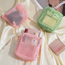 Axyaa Square Mesh Cosmetic Bag Zipper Storage Coin Purse Makeup Organizer