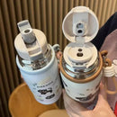 Axyaa Cat Thermos Tumbler Stainless Steel Thermal Cup Straw - 500ml Kawaii Water Bottle