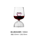 Axyaa Ripple Goblet Glass Cup with Pink Heart Design, 12oz, 350ml