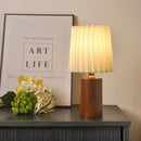Axyaa Solid Wood Pleated Table Lamp for Bedroom Night Light