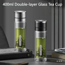 Axyaa 400ml Double-layer Glass Cup with Tea Filter - Heat-resistant Portable Drinkware