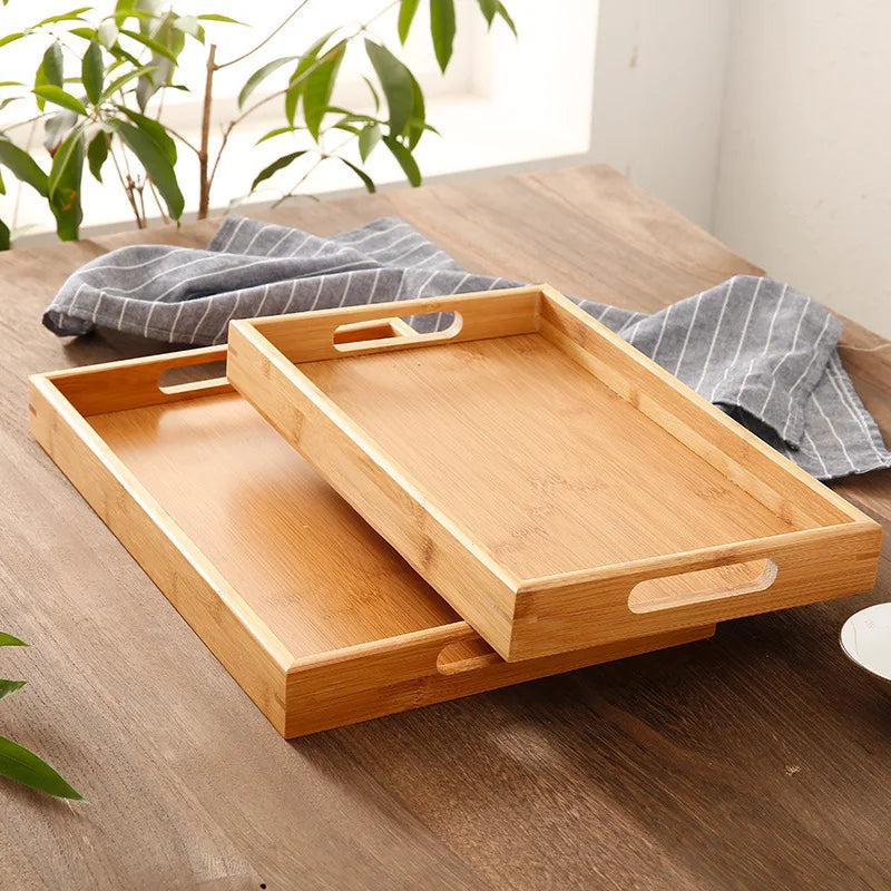 Axyaa Bamboo Tea Tray, Food Storage, Dinner Plate, Kitchen Tableware